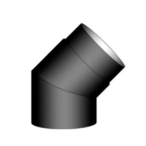 Røgrør - 45° Bøjning kort - Ø180 sort