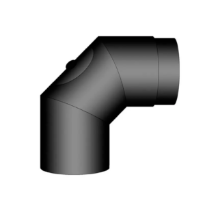 Røgrør - 90° Bøjning med renseklap kort - Ø180 sort